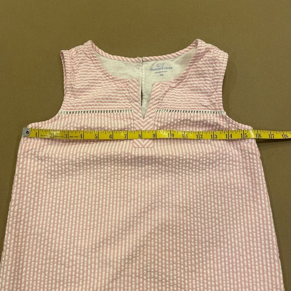Vineyard Vines Pink & White Seersucker Sleeveless Dress Size 14 - Picture 10 of 11